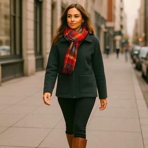 NWT $178 Esprit Basix Wool Blend Jacket M Dark Gray Vintage Y2K Zip Front Coat